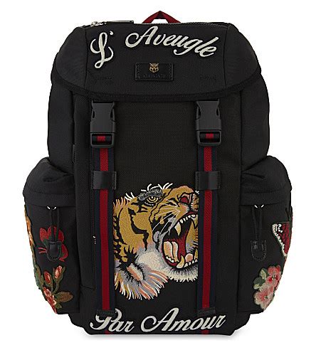 gucci backpack tiger embroidery|Gucci tiger web backpack.